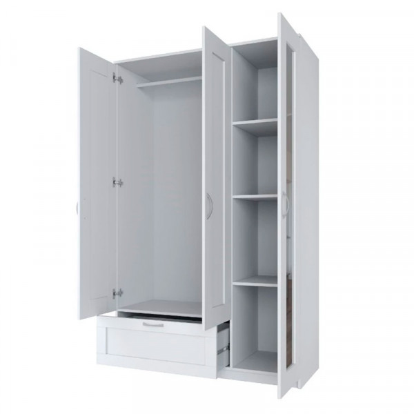 Шкаф 3-х дверный с зеркалом и ящиком "Сириус" белый Шкаф 3-х дверный с зеркалом и ящиком "Сириус" белый