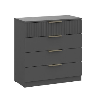 Комод "Эккервуд" 4 ящика (ЛДСП/МДФ) Графит серый/Графит МР