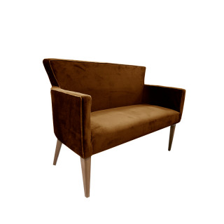 Кресло "Нико" 2-х местный (цв. Орех) (Кожзам АОД/ГОБ.Stock, кантик) коричневый