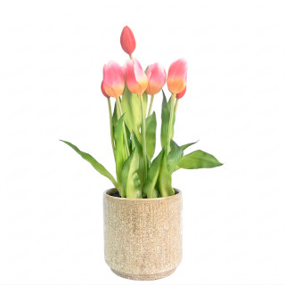 Искусственное растение "Тюльпан бонсай" в керамическом горшке LK-472