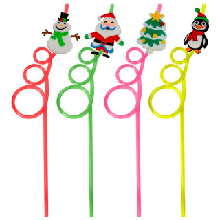 Трубочки для коктейля "Зимний лес", набор 4 шт, VL2-293