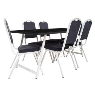 Комплект мебели "Арзу Плюс" 1800х900, каркас белый/мрамор тёмный, гоб. тёмно серый