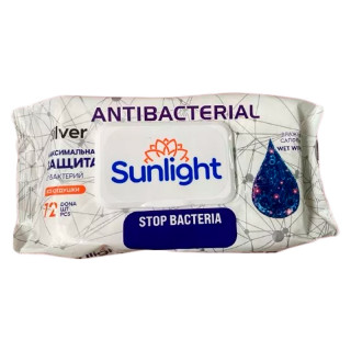 Влажные салфетки SUNLIGHT Antibacterial Silver без отдушек 72 шт
