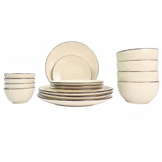 Набор посуды (фарфор ) из 16 предметов  (12 тарелок и 4 кружки 250 мл) 16pcs-3