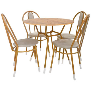 Комплект мебели "Гантер" цв.Орех. Стол Тэйл + стул Фаиза (дуб крафт золотой+ Bingo Beige)