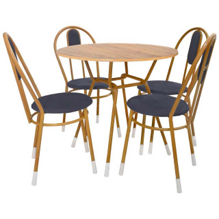 Комплект мебели "Гантер" цв.Орех. Стол Тэйл + стул Фаиза 4шт (дуб крафт золотой+ Bingo Grafit)