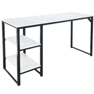 Стол Крис (1200*500 столешница 16 мм с полками цв.Люкс) мрамор белый